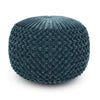 SIMPLIHOME Renee 20 Inch Boho Round Pouf in Teal Velvet Fabric, For the Living Room, Bedroom and Kids Room