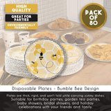 80x Disposable Bumble Bee Paper Plates Party Supplies Kids Birthdays