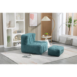 Bean Bag Chair Lazy Sofa with Memory Foam and Ottoman Green Modern