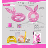 Inflatable Bunny Pool Float Tube with Sparkle Silver Confetti 36