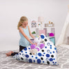 Posh Creations Stuffed Animal Storage Bean Bag Chair Kids, Teens and Adults-Stuffie Seat Cover ONLY, 200L-Large, Canvas Bubbles Blue and White