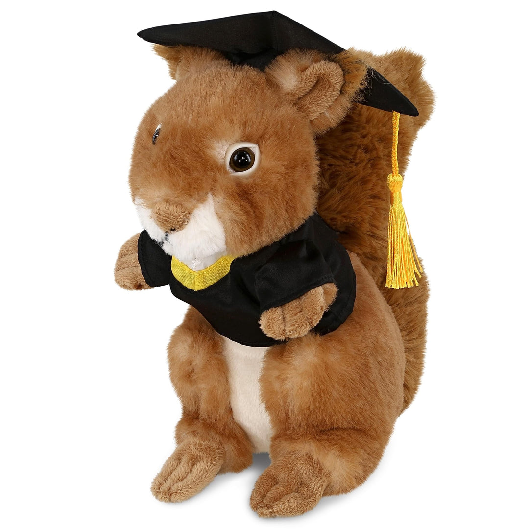 Squirrel Graduation Plush Toy with Gown and Cap Tassel 8.5 Inches Black Brown Polyester