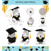 Wolf Graduation Plush Toy with Gown and Cap Tassel 6 Inches Black Grey