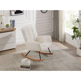 Off White Glider Chair Lounge Armchair Sofa Nursery Rocking Off/White Moroccan Lake House Modern Contemporary Solid Felt Foam Handmade Manual Recline