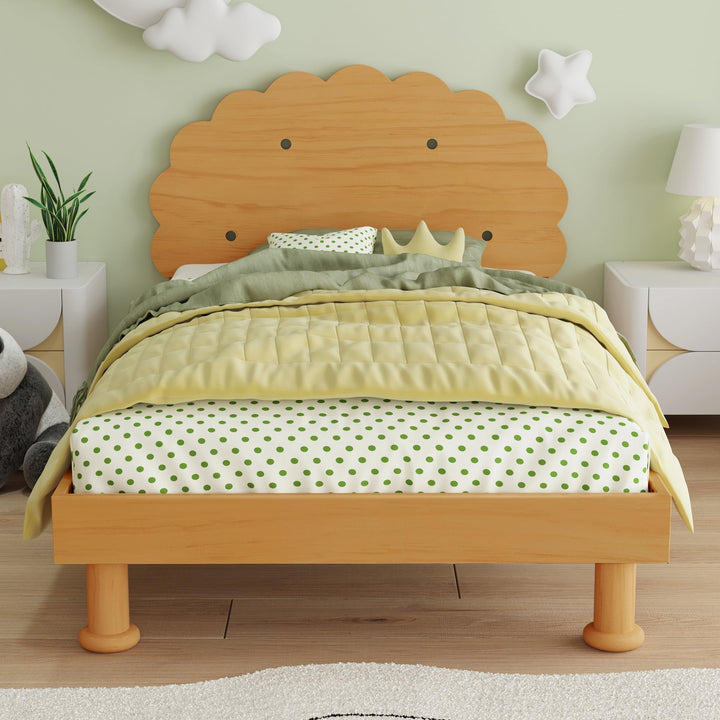 Twin Size Platform Bed Kids Cookie-Shaped Frame for Boys Girls