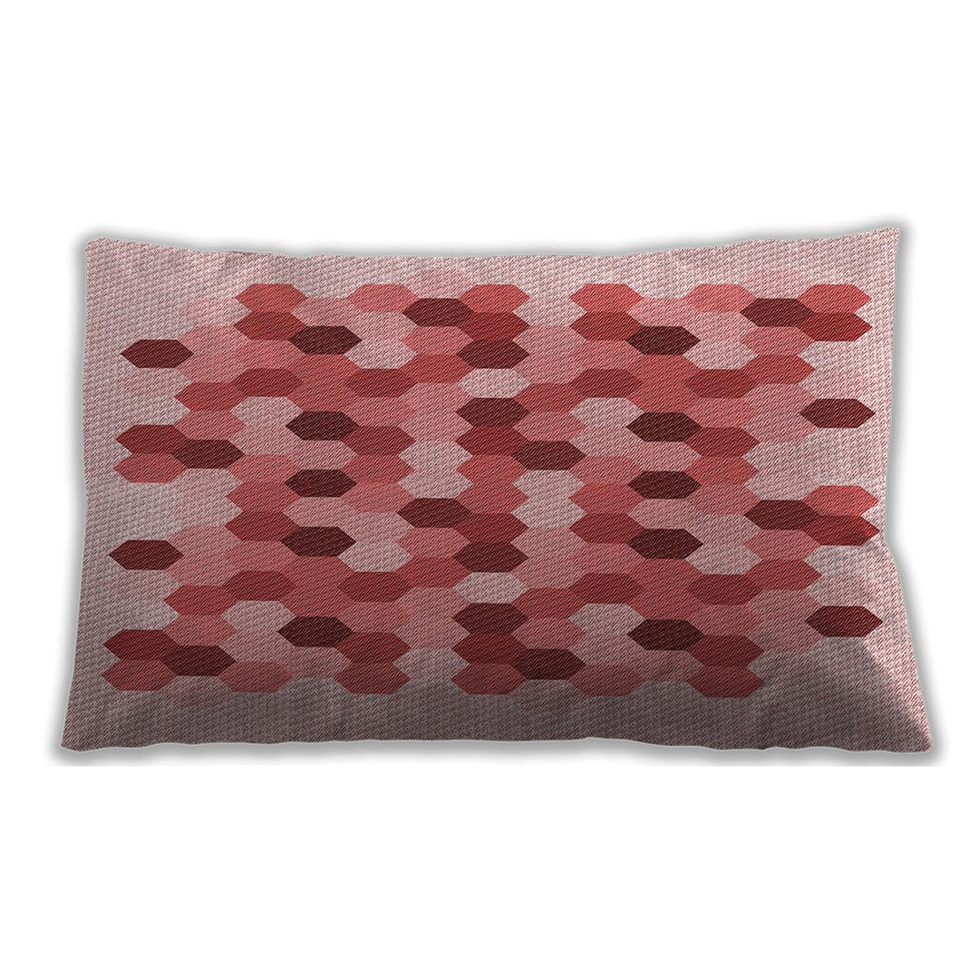 Patterned Indoor-Outdoor Baby Pink Lumbar Throw Pillow Abstract Modern Contemporary Chenille Single Removable Cover