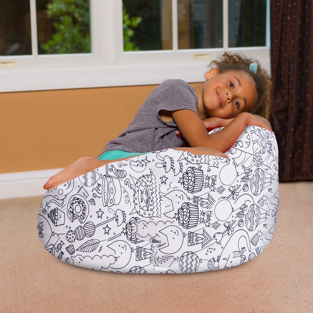 Posh Beanbags Bean Bag Chair Large-38in Canvas Birds