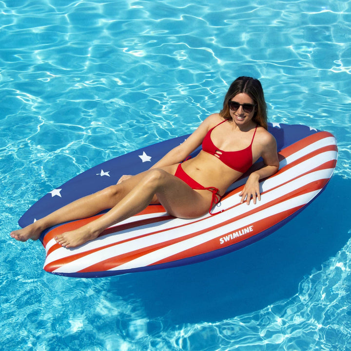 73" Surfboard Shaped Inflatable Swimming Pool Lounge Float Red