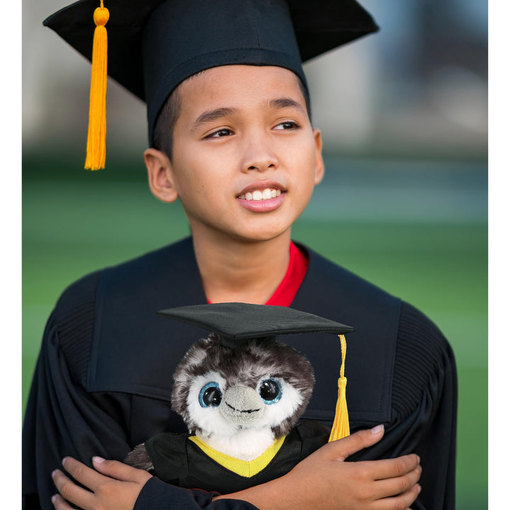 Grey Penguin Graduation Plush Toy with Gown and Cap W/Tassel 6.5