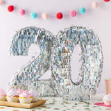 Small Silver Holographic Number 0 Pinata for Birthday Party