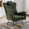 Green Rocking Chair Nursery Armchair with Wood Base IDE Handy Solid Modern Contemporary Velvet Finish Padded Seat