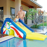 Yellow and Blue Pool Side Slide with an Attached Sprayer 98-inches