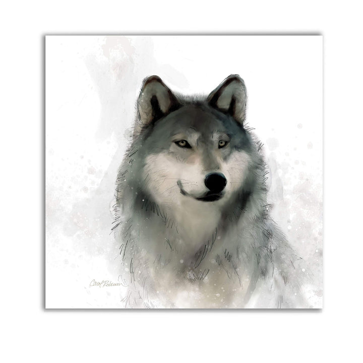 Wolf -Gallery Wrapped Canvas - Yellow Blue Green Red Black White