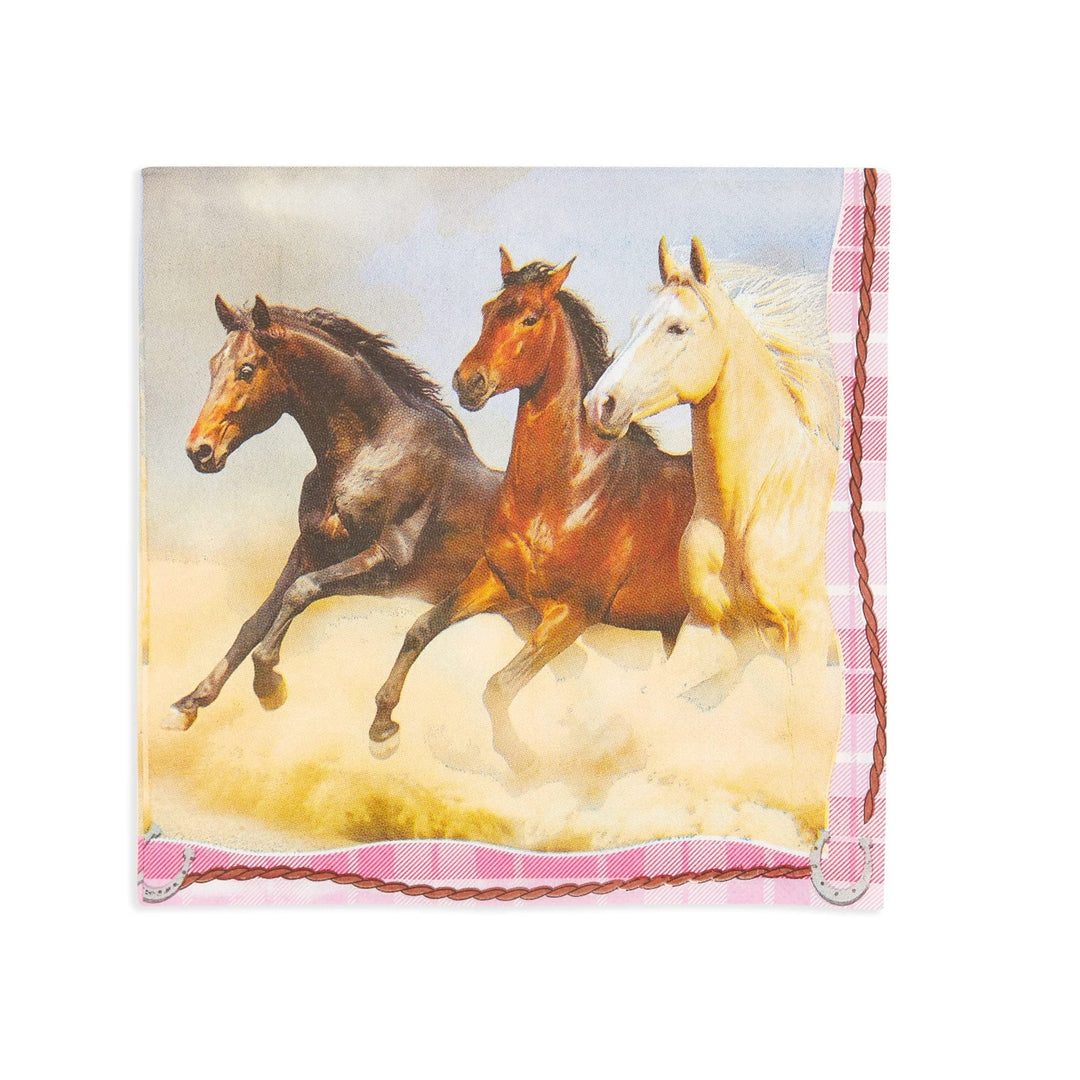 Pack Pnk Horse Napkns Brthday Party Supples for Grls (6.5 X 6.5