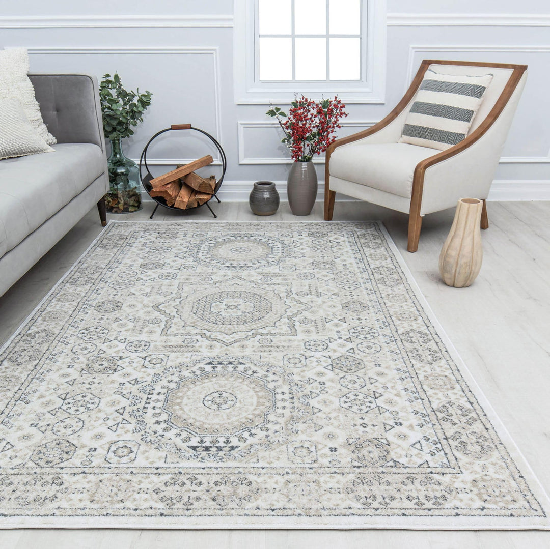 Hailey Geometric Medallion Traditional Area Rug by Rugs America