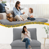 Floor Sofa Bean Bag Bed Folding Chair Grey Casual Linen Handmade