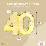 Gold Foil Number 40 Pinata for 40th Birthday Party Decorations