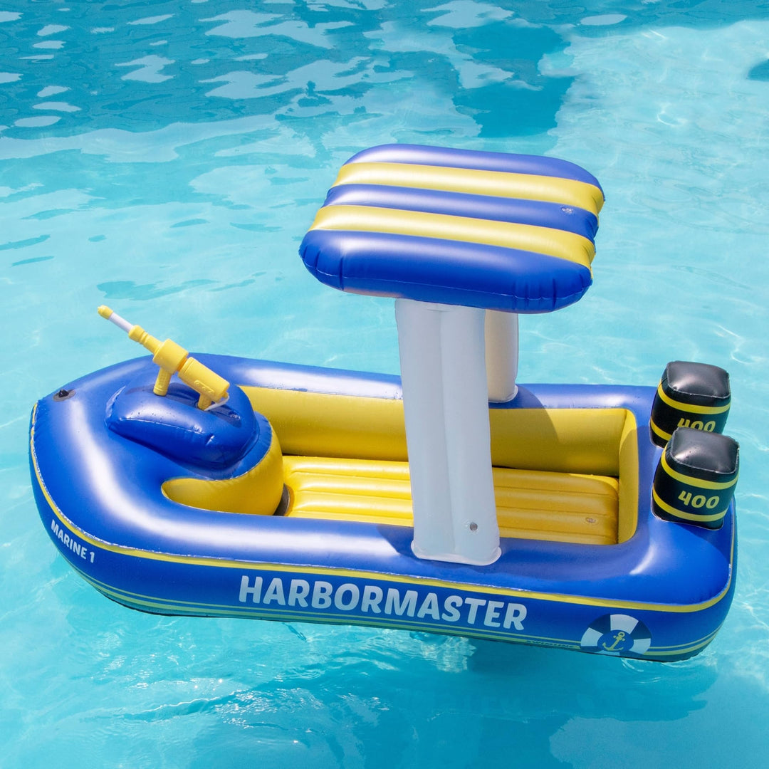 67" Blue and Yellow Master Patrol Boat with Pump Squirter Swimming