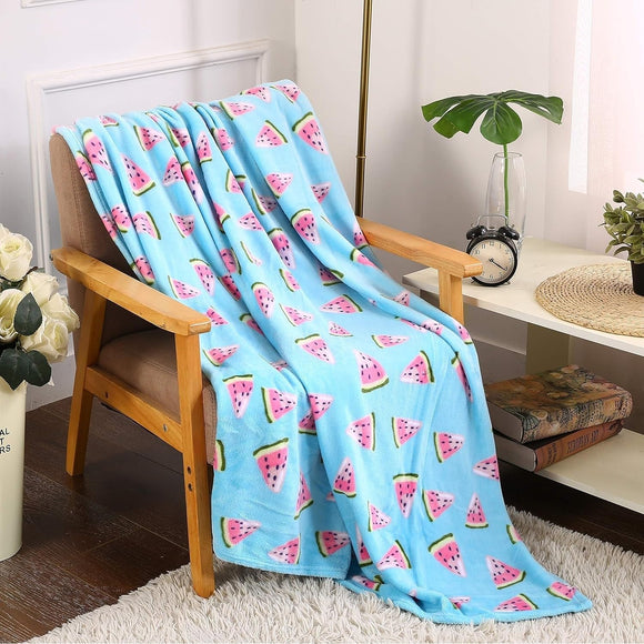 Summertime Whimsy Plush Watermelon Fleece Throw Blanket (50