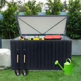 Oaks Gallon Outdoor Metal Black Storage Box for Storing Cushions Pillows Blankets Toys and Items Lockable Water Resistant