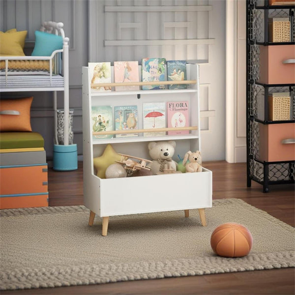 Kids Bookshelf White Modern Contemporary MDF