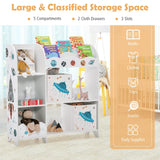 Kids Toy and Book Organizer Wooden Storage Cabinet W/Bins White Modern