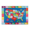 Eric Carle Elementary USA Map Kids Machine Washable Area Rug Blue/Red, 4'11"x6'6"