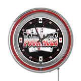 Four Aces Neon Clock - 14 inch