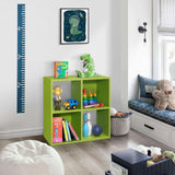 4-Cube Children's Bookcase Kids Toy Storage Shelf Organizer Green Wood