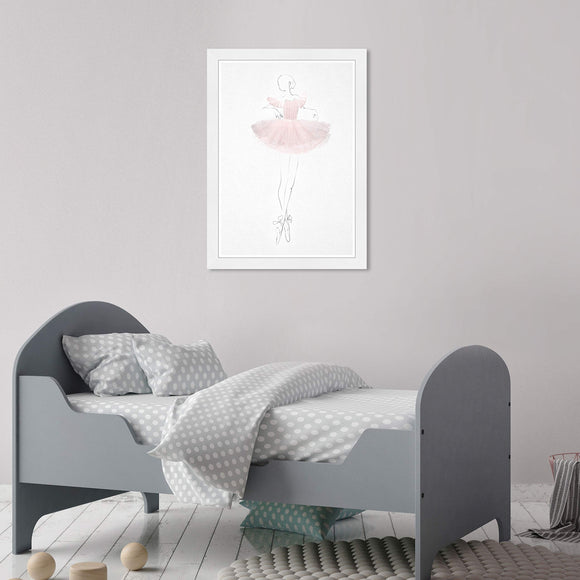 Olivia's Easel 'Ballerina I' Kids Wall Art Framed Print Pink White Modern Contemporary Rectangle