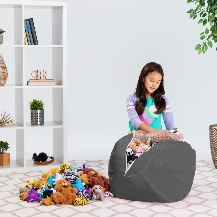 Posh Creations Stuffable Kids Stuffed Animal Storage Bean Bag Chair