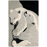 Handmade Wildlife Polar Bears Wool Rug - 2' X 3' Black Animal Kids