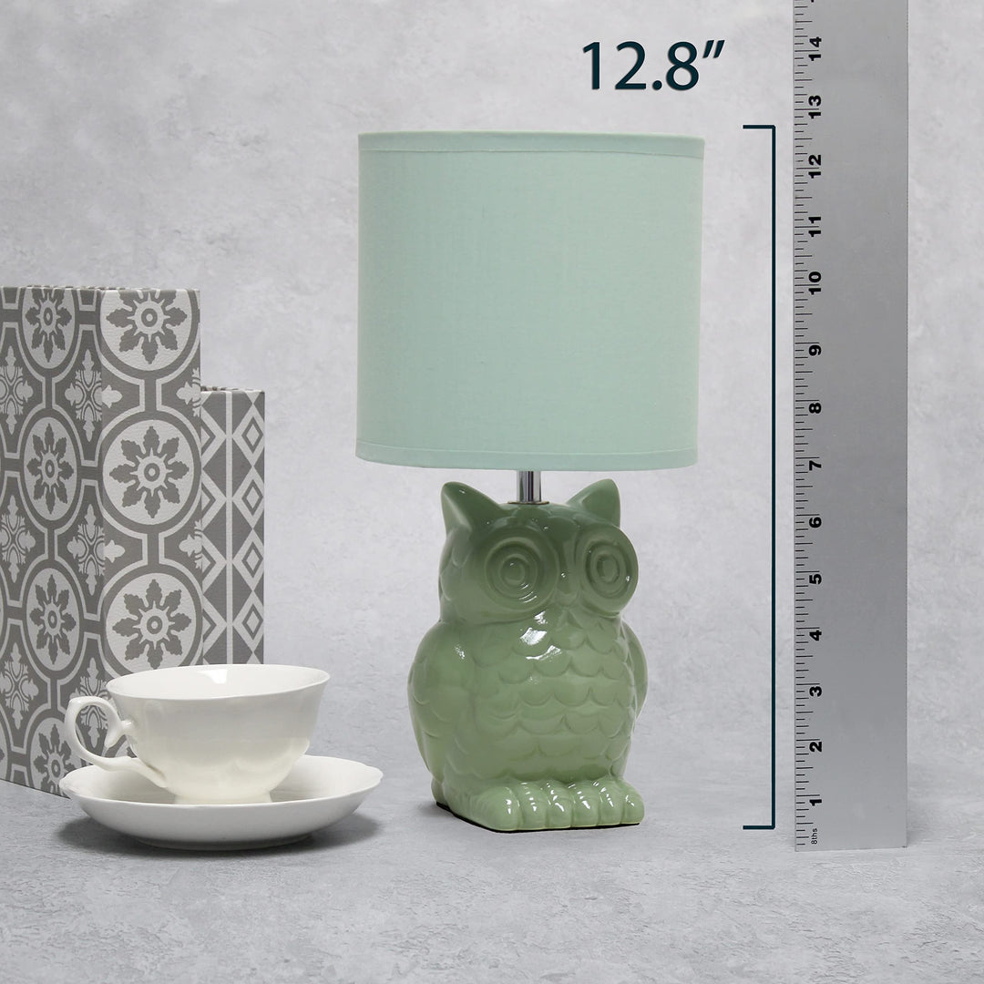 Simple Designs 12.8" Ceramic Owl Bedside Table Desk Lamp