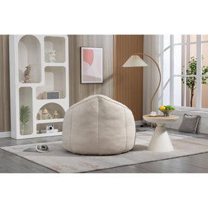 Drop Shape Bean Bag Chair Microfiber Camel Back Egg with Spherical Ottoman for Concave Seat Lounge Chairs Beige Moroccan Lake House Modern Contemporary Solid Foam