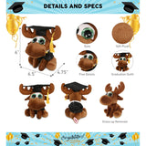 Sparkle Eyes Moose Graduation Plush Toy with Gown and Cap 6 Inches