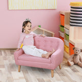 2-seat Linen Fabric Upholstered Sofa Couches for Kids and Toddlers Kid