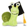 Green Snail Graduation Plush Toy with Gown and Cap Tassel 7 Inches Black Polyester