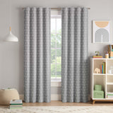 Eclipse Kids Blackout Curtain, Kids Curtain with Clipped Dot Print, 84 in x 40 in, Thermaback 100% Blackout Curtain with Rod Pocket Header, Curtain for Kids Room or Playroom, 1 Window Curtain, Grey