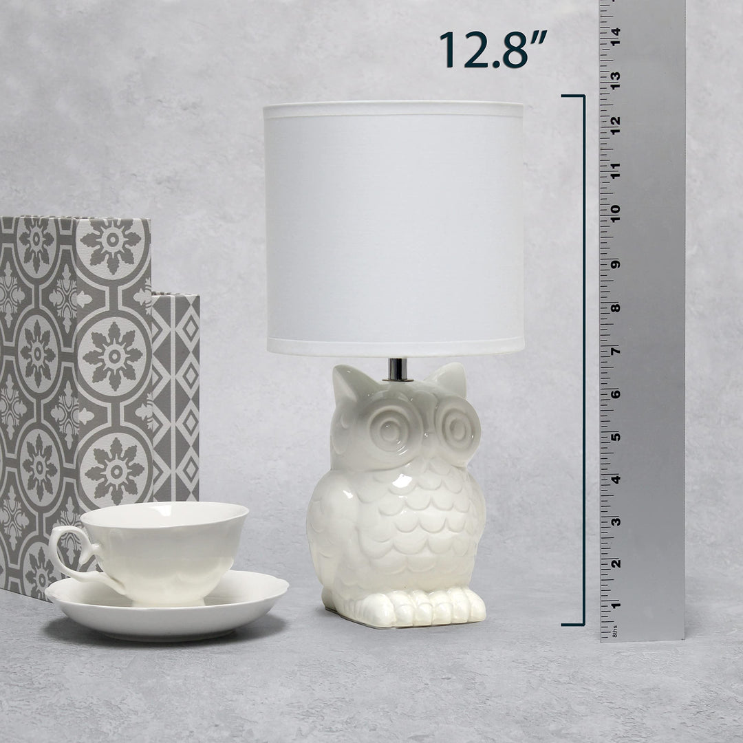 Simple Designs 12.8" Ceramic Owl Bedside Table Desk Lamp