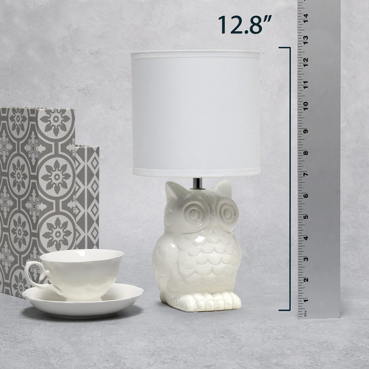 Simple Designs 12.8" Ceramic Owl Bedside Table Desk Lamp