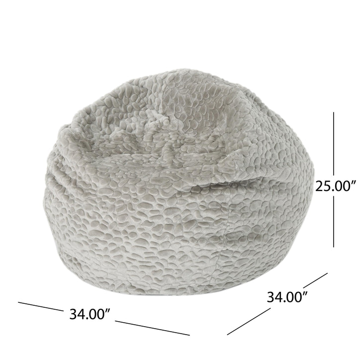 Rounded Fur Bean Bag with Softness and Comfort Grey Modern