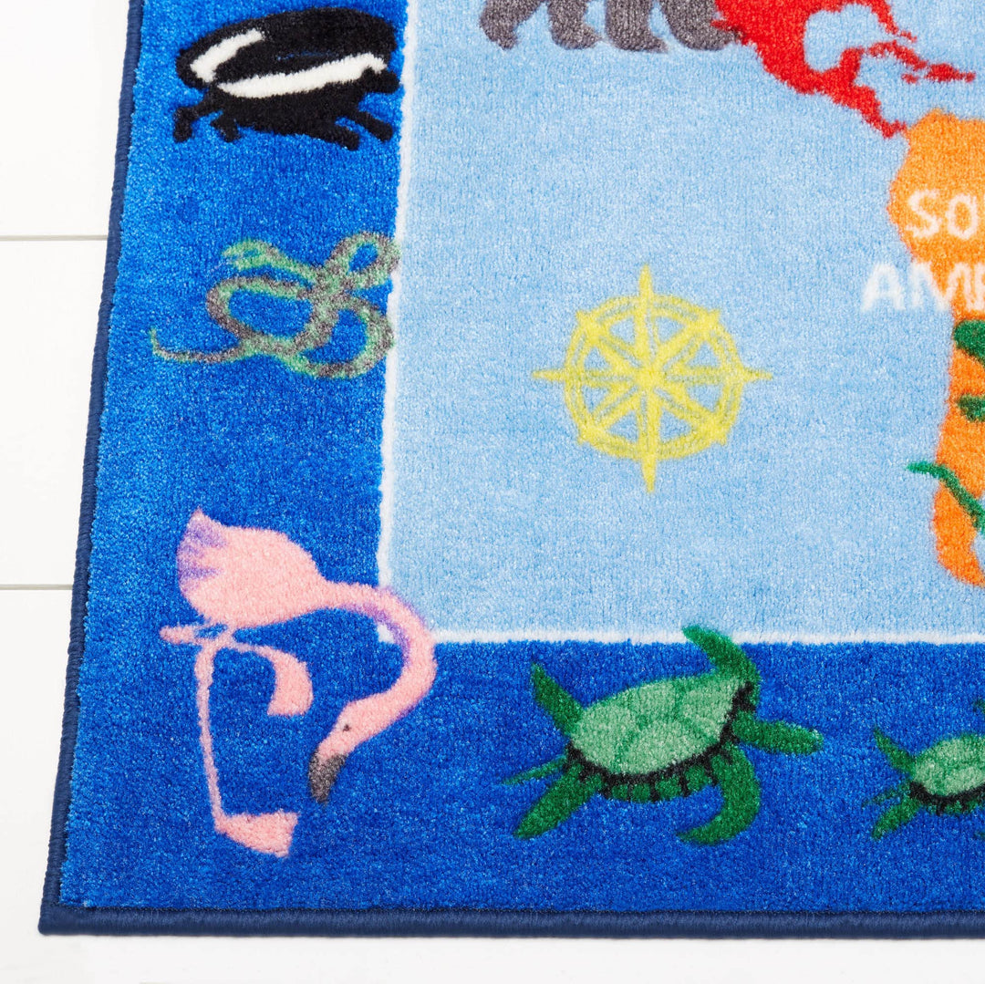 Eric Carle Elementary World Map Kids Machine Washable Area Rug