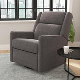 Taylor & Logan Lucy Classic Recliner Swivel Glider Rocker, 3 Position Manual Recline, 20" Round 360 Degree Swivel Base, Living Room, Bedroom, or Nursery, Dark Gray