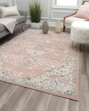 Rugs America Harper HY50B Pink Amaranth Transitional Vintage Non-Shedding Living Room Bedroom Nursery Dining Home Office Area Rug, 8'0"x10'0" Oval