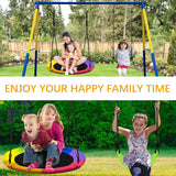 2 Seat Swing Set for Backyard with 1 Saucer Belt Multi-Colorful