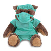 Brown Bear Doctor Plush Toy with Scrub Uniform and Cap Outfit 10 Inches Green Polyester