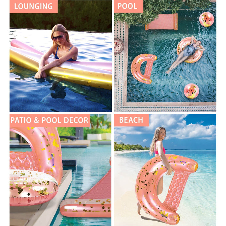 Rose Gold Inflatable Full House Bundle 7 Pieces Pack74 X 6 Inches Pink Plastic