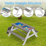 3-in-1 Kids Outdoor en Picnic Table Grey Modern Contemporary