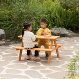 Wooden Kids Outdoor Picnic Table for Garden and Backyard Stained Brown