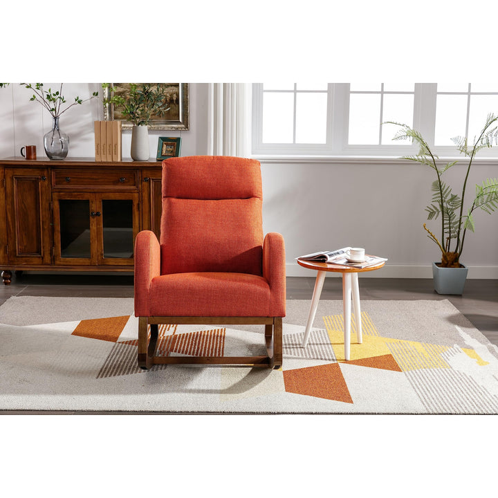 High Back Rocking Chair Padded Seat Nursery Orange Solid Modern